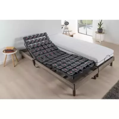 Ensemble relaxation électrique matelas + sommier - 2x80x200 cm - Mate