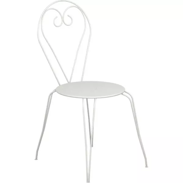 Chaises de jardin romantique empilable en fer forgé - Blanc - Lot de 4