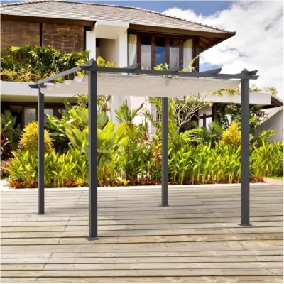 Pergola en aluminium CORDOBA - Beige - 3 x 3 m, facile à monter