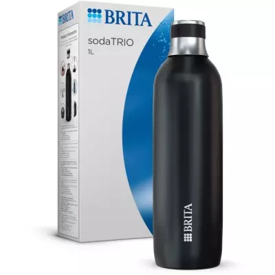 Bouteille isotherme BRITA pour sodaTRIO - acier inoxydable - 1L - noir