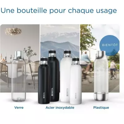 Bouteille isotherme BRITA pour sodaTRIO - acier inoxydable - 1L - noir