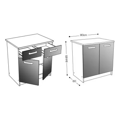 START Caisson bas de cuisine L 80 cm avec plan de travail inclus - Bla