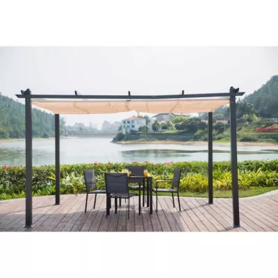 Pergola en aluminium CORDOBA - Ecru - 4 x 3 m - Design compact