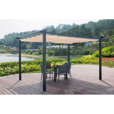 Pergola en aluminium CORDOBA - Ecru - 4 x 3 m - Design compact