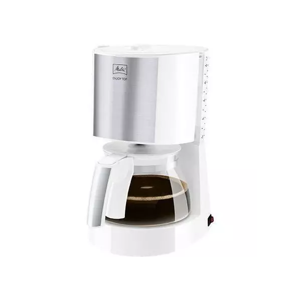 Cafetiere filtre MELITTA Enjoy Top Glass Blanc/Acier brossé 1017-03 - 15 tasses