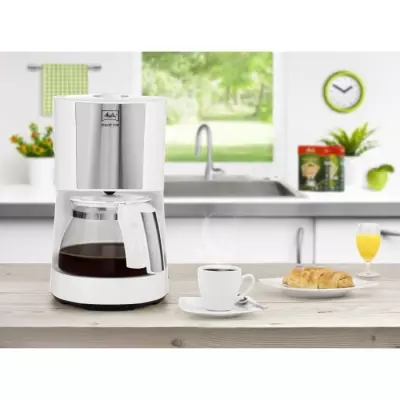 Cafetiere filtre MELITTA Enjoy Top Glass Blanc/Acier brossé 1017-03 -