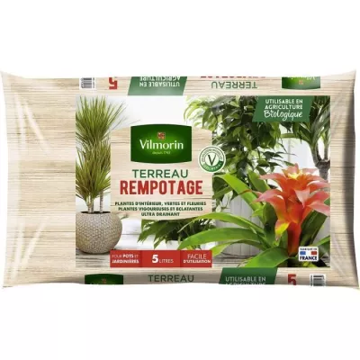 Terreau Rempotage Plante d'Intérieur 5 L - Plus Responsable - Made in France