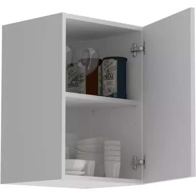 Meuble haut de cuisine OSLO - Blanc mat - 1 porte + tablette - L 40 x