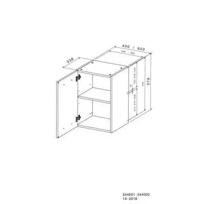 Meuble haut de cuisine OSLO - Blanc mat - 1 porte + tablette - L 40 x