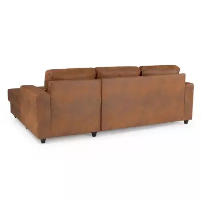 Canapé d'angle droit 4 places - Tissu marron vintage - Contemporain -