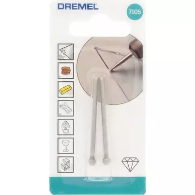 DREMEL - Lot de 2 pointes diamantées 4,4mm 7105 - Pour bois, céramiq