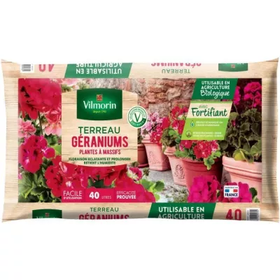 Terreau géraniums VILMORIN - 40 L: Terre de qualité pour vos plantes