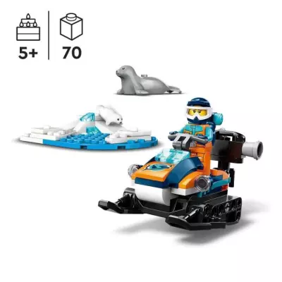 LEGO City 60376 La Motoneige d'Exploration Arctique, Jouet avec Figuri