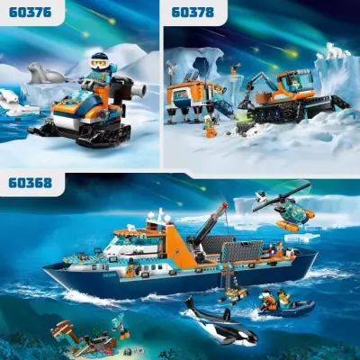 LEGO City 60376 La Motoneige d'Exploration Arctique, Jouet avec Figuri