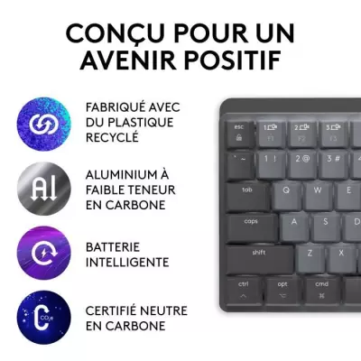 Clavier - Sans fil - Logitech - MX Mechanical Mini - Pour Mac - Gris s