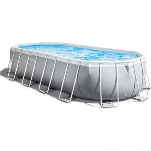 Kit Piscine hors sol tubulaire INTEX - Pris Frame - 610 x 305 x 122 cm - Ovale (Pompe, bâche, tapis de sol et échelle) - 26798