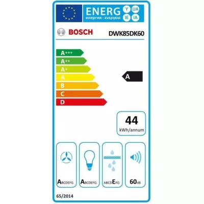 Hotte décor murale - BOSCH SER2 - DWK85DK60 Noir - L: 790 mm x P: 325