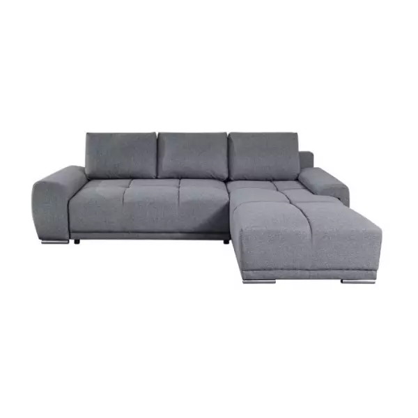 Canapé d'angle convertible CABELLO en tissu gris - LOUNGITUDE - Angle Droit - Occasionnel - 140 x 210 cm