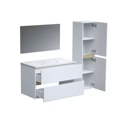 Ensemble Totem Blanc set de salle de bain 80, vanity+vasque+miroir & C