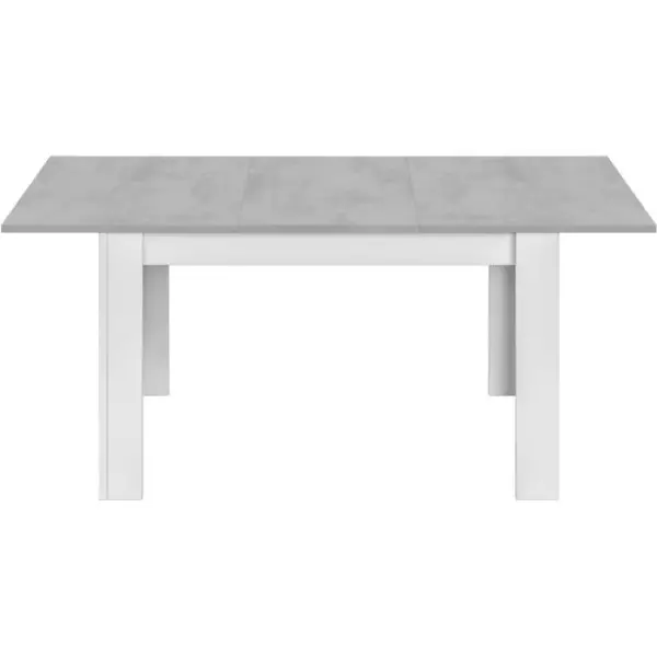 Table a manger extensible - KENDRA - Rectangulaire - Blanc artik et ciment - 4 a 6 personnes - L140/190 x P90 x H78 cm