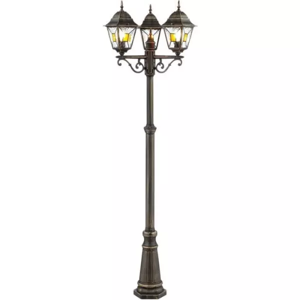 Lampadaire extérieur JANEL - BRILLIANT - noir doré - métal/verre - 3x60W - IP44