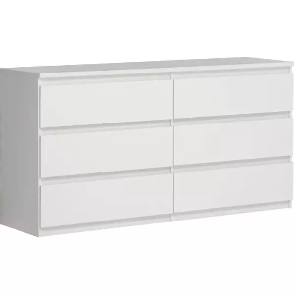 Commode CHELSEA 6 Tiroirs - Couleur blanc mat - L 154 x P 42,2 x H 79,9 cm