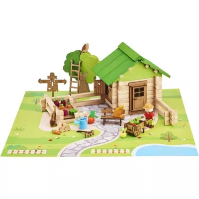 Maison et Jardin 135 Pieces - JEUJURA - Jeu de Construction en Bois Na