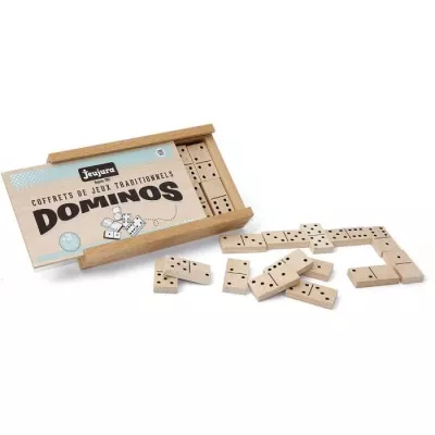 JEUJURA - Jeu de Dominos en Bois - Coffret en Bois - Garçon et Fille