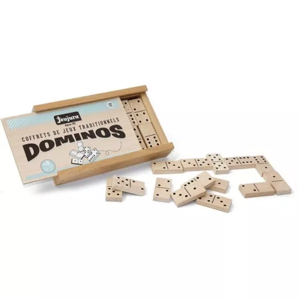 JEUJURA - Jeu de Dominos en Bois - Coffret en Bois - Garçon et Fille - A partir de 3 ans