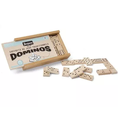 JEUJURA - Jeu de Dominos en Bois - Coffret en Bois - Garçon et Fille