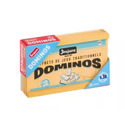 JEUJURA - Jeu de Dominos en Bois - Coffret en Bois - Garçon et Fille