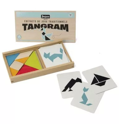 Jeu de tangram en bois - JEUJURA - 8144 - Coffret en bois - 7 pieces -