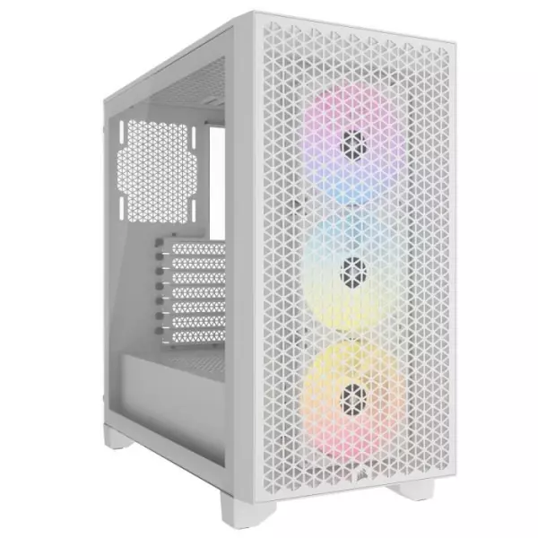 Boitier PC - CORSAIR - 3000D RGB AIRFLOW - ATX Moyen-tour - 3 ventilateurs AR120 RGB - Blanc - (CC-9011256-WW)