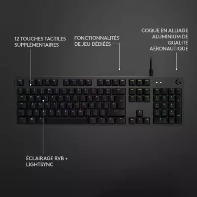 Clavier gamer - Filaire - Logitech G - G512 - GX Brown - AZERTY - Noir