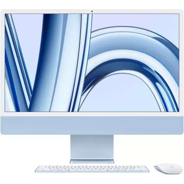 iMac Apple iMac 24 ecran retina 4,5K 256Go SSD 8Go RAM Puce M3 CPU 8 coeurs GPU 8 coeurs Bleu Nouveau