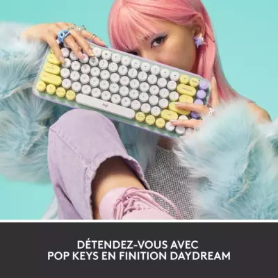 Clavier - Sans fil - Logitech - Pop Keys - Mécanique - Touche Emoji -