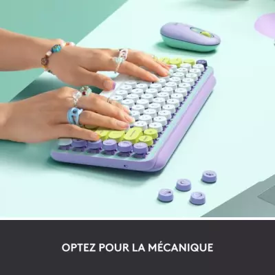 Clavier - Sans fil - Logitech - Pop Keys - Mécanique - Touche Emoji -