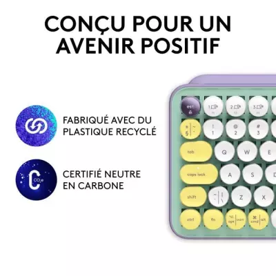 Clavier - Sans fil - Logitech - Pop Keys - Mécanique - Touche Emoji -