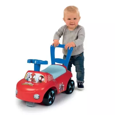 Smoby - Porteur auto Spidey - Fonction Trotteur - Coffre a jouets - Bu