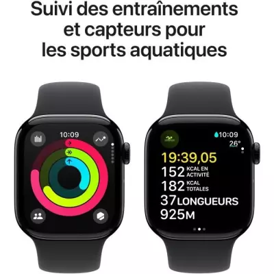 Apple Watch Series 10 GPS - 42mm - Boîtier Jet Black Aluminium - Brac