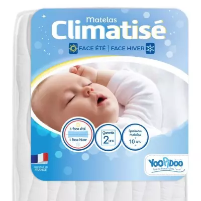 Yoopidoo - Matelas Bébé Climatisé - 60x120 cm - 1 face Été fraîc