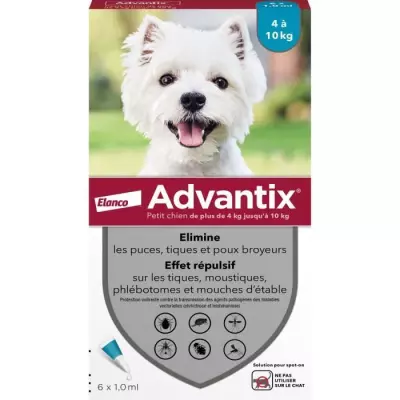 Advantix Chien Solution Antiparasitaire Petite Race 4 a 10kg 6 pipette