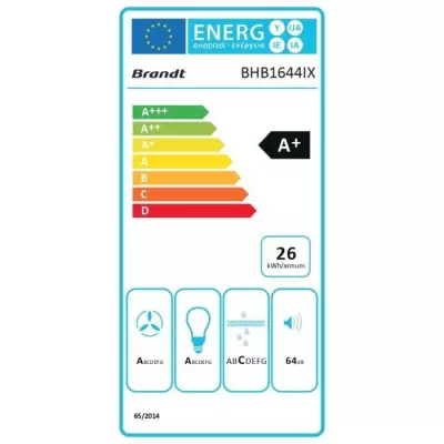 Hotte décorative murale BRANDT BHB1644IX - 60cm - Evacuation & recycl