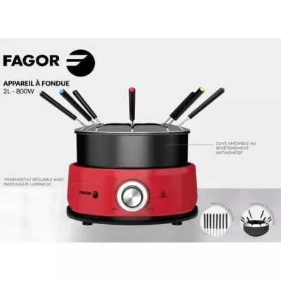 Appareil a fondue - FAGOR - FGF800 - 8 personnes - Capacité : 1.6L -