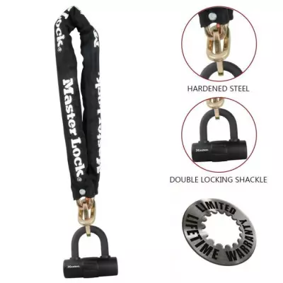 Master Lock Chaîne avec serrure Mini U Acier 90 cm x 10 mm 8234EURDPR