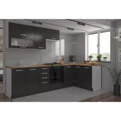 LASSEN Cuisine complete d'angle 240x165 cm avec plan de travail - Angl