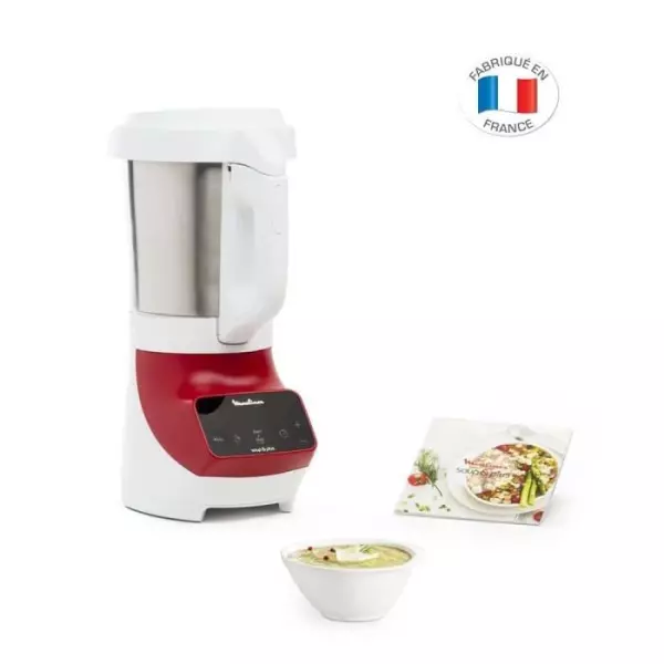 MOULINEX Soup&Plus Blender Chauffant, Capacité utile 2 L, 5 vitesses, Ecran tactile, Livre recettes, Fabriqué en France LM9245