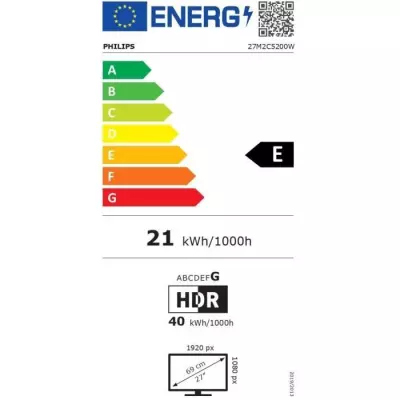 Écran PC - PHILIPS - Evnia 27M2C5200W - 27 FHD - Dalle incurvée Fast