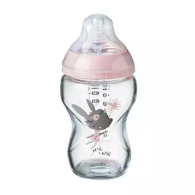 Tomme Tippee Closer to Nature Biberon Verre Rose Panda +0m 250ml