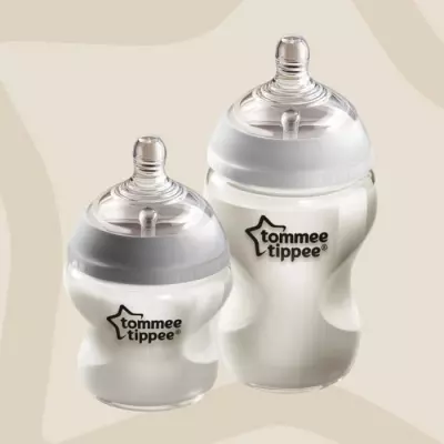 TOMMEE TIPPEE Biberon en Verre Closer to Nature, 250ml, Bleu Décoré